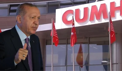 Cumhurbaşkanı Erdoğan’ın ziyareti öncesi CHP Genel Merkezi’nde forslu bayrak göndere çekildi