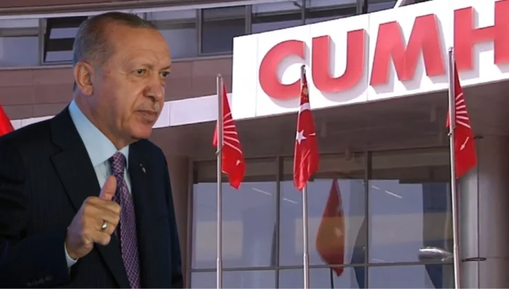Cumhurbaşkanı Erdoğan’ın ziyareti öncesi CHP Genel Merkezi’nde forslu bayrak göndere çekildi